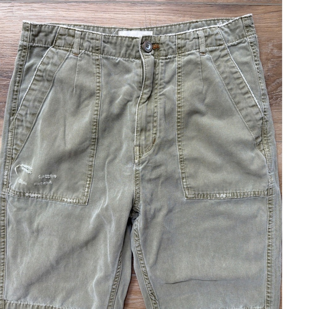 Anthropologie Womens Cargo Pants Size 27 Cropped Lyocell Green Utility Boho Pant - Picture 4 of 9